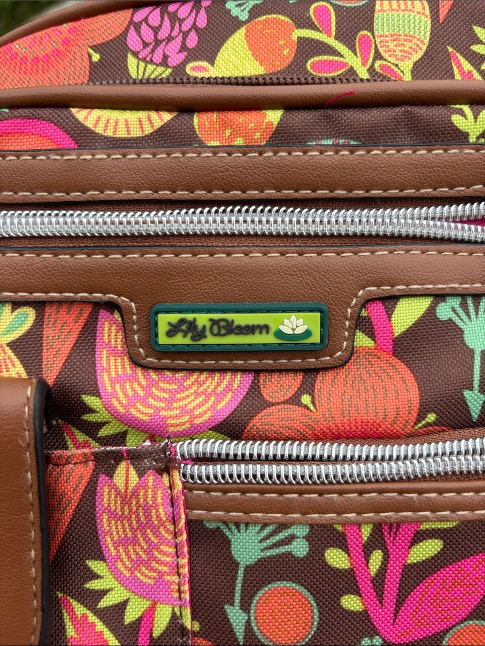 Lily Bloom Brown Floral Crossbody with Pink and Orange Accents - Picture 11 of 11